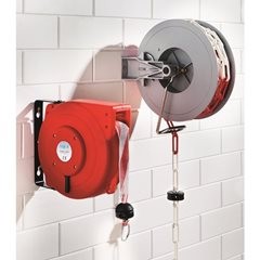 Absperraufroller, automatisch, mit Banderole rot / weiß, Gewicht 4,5 kg.
