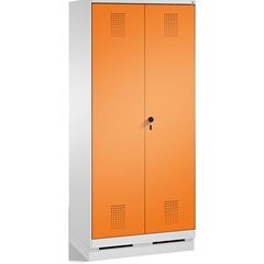 EVOLO Raumpflege-/Geräteschrank, verkürzte Trennwand, 6 Haken, Abteile 2 x 400 m