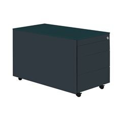 Schubladencontainer mit Rollen, HxT 520 x 800 mm, Stahlplatte, 3 Schubladen, anthrazitgrau / anthraz