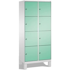 EVOLO Fächerschrank, mit Füßen, 2 Abteile, je 4 Fächer, Abteilbreite 400 mm, lic