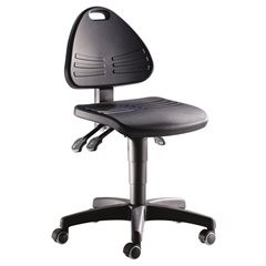 Arbeitsdrehstuhl, gepolstert mit PU-Schaum, mit Rollen, Höhenverstellbereich 430 - 600 mm.
