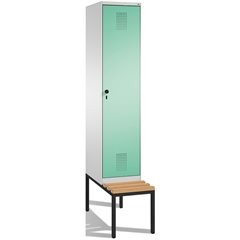 EVOLO Garderobenschrank, mit Sitzbank, 1 Abteil, Abteilbreite 400 mm, lichtgrau