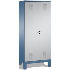 EVOLO Raumpflege-/Geräteschrank, verkürzte Trennwand, 6 Haken, Abteile 2 x 400 m