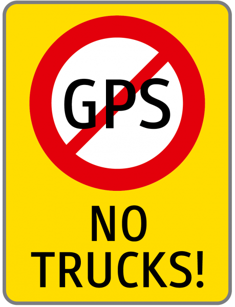 NO GPS Infotafel "GPS" URP I Scotchlite Typ 1-Gelb, 470 x 630/2mm | Umrandungsprofil I
