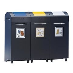 Wertstoffsammler, flammverlöschend, BxT 380 x 320 mm, Volumen 75 l, Einwurf verkehrsgrün.