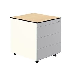 Schubladencontainer mit Rollen, HxT 573 x 600 mm, HPL-Vollkernplatte, 3 Schubladen, reinweiß / weißa