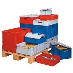 Industriebehälter, Volumen 60 l, LxBxH 600 x 400 x 320 mm, VE 3 Stk, blau.