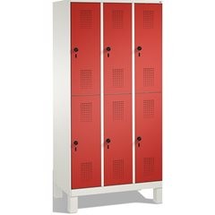 EVOLO Garderobenschrank, doppelstöckig, mit Füßen, 3 Abteile, je 2 Fächer, Abtei