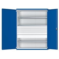 Schwerlastschrank JUMBO mit 3 Fachböden, 5 Schubladen, HxBxT 1950 x 1484 x 690 mm.