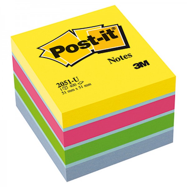 Post-it Haftnotizwürfel Mini 2051-U 51x40x51mm 400Bl. sortiert