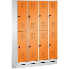 EVOLO Garderobenschrank, doppelstöckig, mit Sockel, 4 Abteile, je 2 Fächer, Abte