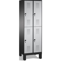 EVOLO Garderobenschrank, doppelstöckig, mit Füßen, 2 Abteile, je 2 Fächer, Abtei