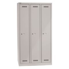MonoBloc™ Garderobenschrank, lichtgrau, 3 Abteile, Breite 900 mm.