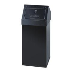 Abfallbehälter, Aluminium, mit Push-Deckel, Volumen 55 l, BxHxT 300 x 770 x 300 mm, schwarz.
