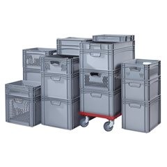Euronorm-Behälter, LxB 400 x 300 mm, Wände und Boden durchbrochen, Höhe 320 mm.
