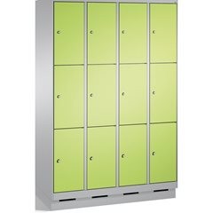 EVOLO Fächerschrank, mit Sockel, 4 Abteile, je 3 Fächer, Abteilbreite 300 mm, we