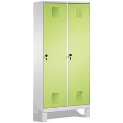 EVOLO Garderobenschrank, mit Füßen, 2 Abteile, Abteilbreite 400 mm, lichtgrau /