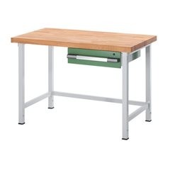 Höhenverstellbare Werkbank, Gestellbauweise, 1 Schublade, Breite 750 mm, anthrazit / blau.