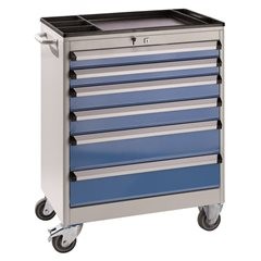 Schubladenschrank, fahrbar, HxBxT 930 x 700 x 450 mm, Schubladen 2 x 75, 2 x 100, 2 x 150 mm.