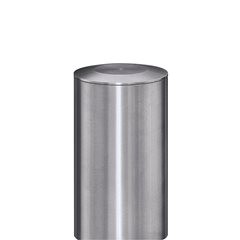 Edelstahl-Sperrpfosten, mit Flachkopf, Bodenhülse zum Einbetonieren, Ø 60 mm, Dreikant.