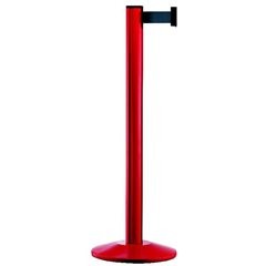 Gurtpfosten aus Aluminium, Pfosten rot, Auszug 2300 mm, Gurtfarbe Dunkelblau.