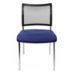 Besucherstuhl, stapelbar, 4-Fuß, Netz-Rückenlehne, VE 2 Stk, blau.