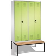 EVOLO Garderobenschrank, zueinander schlagende Türen, mit Sitzbank, 4 Abteile, A