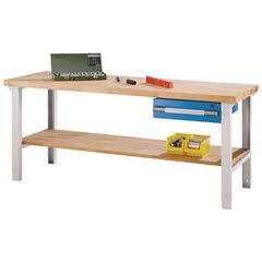 Werkbank, Baukastensystem Serie 7000, 1 Schublade, 1 Ablageboden, BxT 1500 x 700 mm.