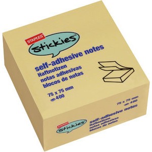 Haftnotizwürfel stickies™, pastell, 76x76mm, gelb, 400Bl.