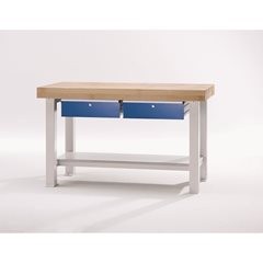 Schwerlast-Werkbank, Plattenbreite 1500 mm, mit 2 Schubladen, Plattenstärke 50 mm.