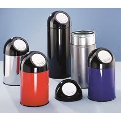 Push-Mülleimer, Stahl, Volumen 40 l, verzinkter Innenbehälter, schwarz.