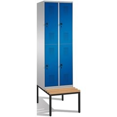 EVOLO Garderobenschrank, doppelstöckig, mit Sitzbank, 2 Abteile, je 2 Fächer, Ab