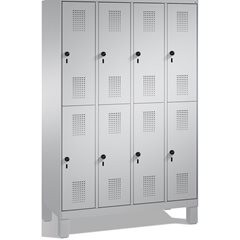 EVOLO Garderobenschrank, doppelstöckig, mit Füßen, 4 Abteile, je 2 Fächer, Abtei