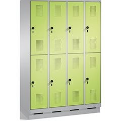 EVOLO Garderobenschrank, doppelstöckig, mit Sockel, 4 Abteile, je 2 Fächer, Abte