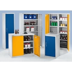 Umweltschrank ohne Türlochung, HxBxT 900 x 1000 x 500 mm, 2 Wannenböden, lichtgrau / enzianblau.