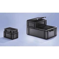 ESD-Stapelbehälter aus Polypropylen, Außen-LxBxH 600 x 400 x 210 mm, Volumen 40 l, VE 2 Stk.