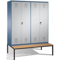 EVOLO Garderobenschrank, zueinander schlagende Türen, mit Sitzbank, 4 Abteile, A