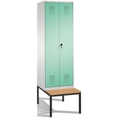 EVOLO Garderobenschrank, zueinander schlagende Türen, mit Sitzbank, 2 Abteile, A