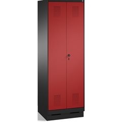 EVOLO Raumpflege-/Geräteschrank, verkürzte Trennwand, 6 Haken, Abteile 2 x 300 m