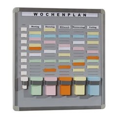 T-Card Systemtafel, Hartschaum-Trägerplatte, grau, BxH 656 x 458 mm, mit 35 Fächern und 5 Reihen.