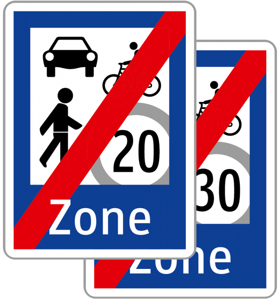 §53/9f Ende einer Begegnungszone flach Scotchlite Folie Typ1 | Flach