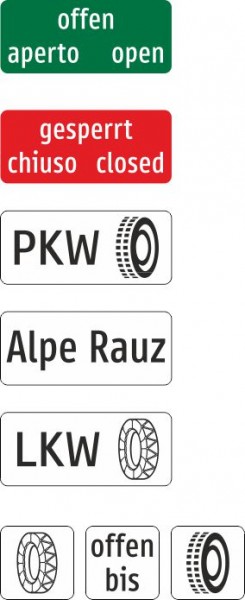 Auswechselbare Tafel für Sperren von Passstraßen | flaches Verkehrszeichen