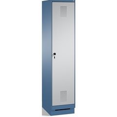 EVOLO Garderobenschrank, mit Sockel, 1 Abteil, Abteilbreite 400 mm, fernblau / w
