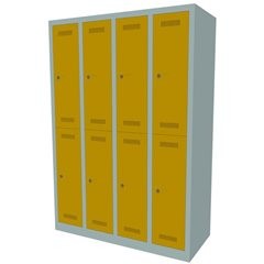 MonoBloc™ Garderobenschrank, doppelstöckig, Breite 1183 mm, 4 Abteile, 8 Fächer,