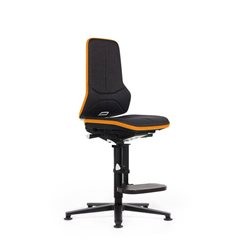 NEON Arbeitsdrehstuhl ESD, Gleiter, Aufstiegshilfe, Permanentkontakt, Stoff, Flexband orange.
