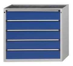 Schubladenschrank ohne Platte, Breite 1060 mm, Schubladentraglast 200 kg, 5 Schubladen, Front enzian
