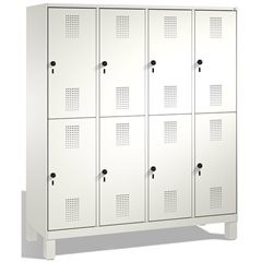 EVOLO Garderobenschrank, doppelstöckig, mit Füßen, 4 Abteile, je 2 Fächer, Abtei