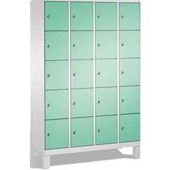 EVOLO Fächerschrank, mit Füßen, 4 Abteile, je 5 Fächer, Abteilbreite 300 mm, lic
