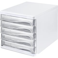 Schubladenbox, Gehäusefarbe Weiß, VE 4 Stk, Schubladen glasklar.