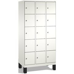 EVOLO Fächerschrank, mit Füßen, 3 Abteile, je 5 Fächer, Abteilbreite 300 mm, ver